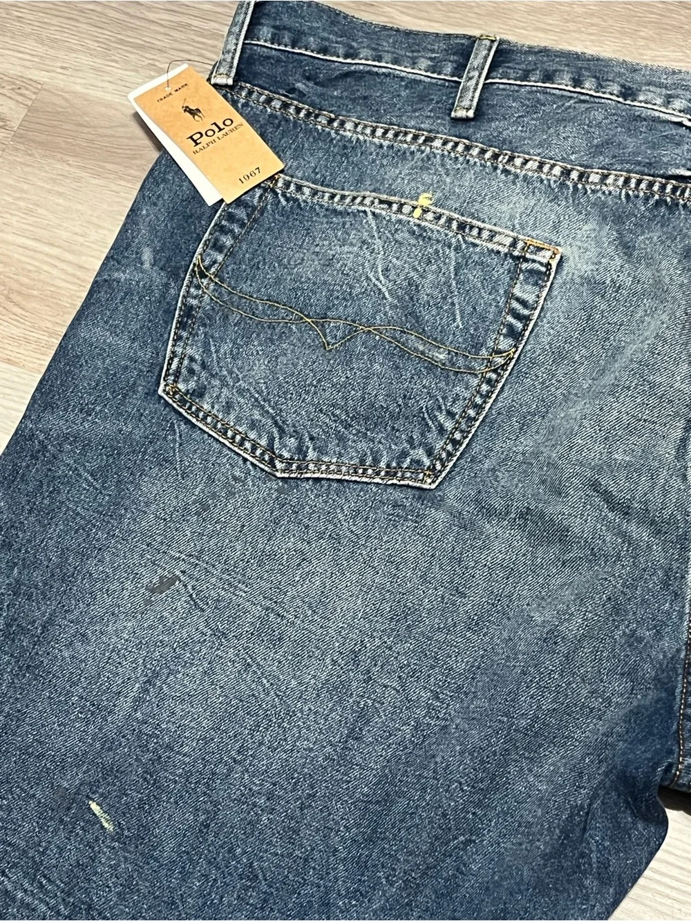 Polo Ralph Lauren Hampton Relaxed Straight Denim Shorts Blue Authentic Mens 46B
